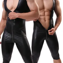 Супер эластичная одежда высшего класса брюки из искусственной кожи крутая молния сценический костюм модные мужские боди сексуальный формирователь