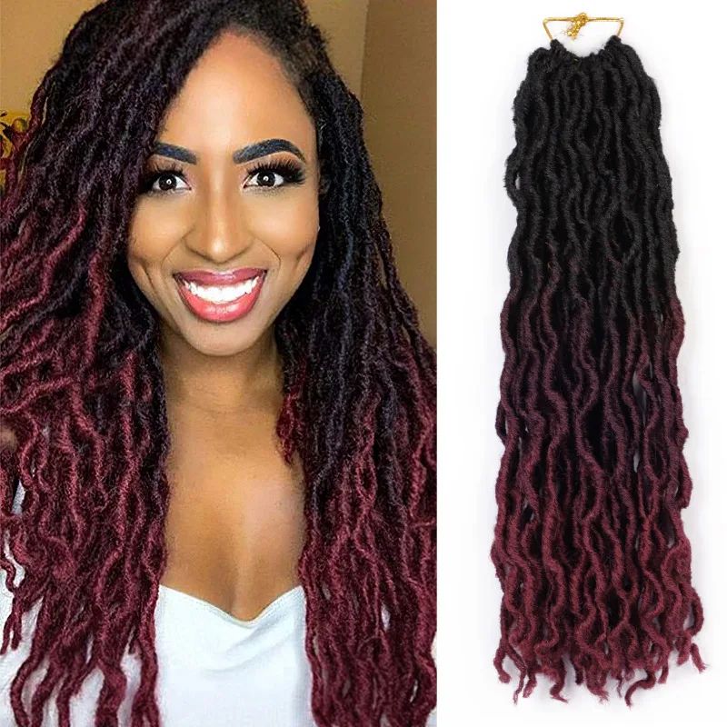 12 18 дюймов Nu locs Long Faux Locs Curly Ombre блонд вязанные косички для наращивания волос
