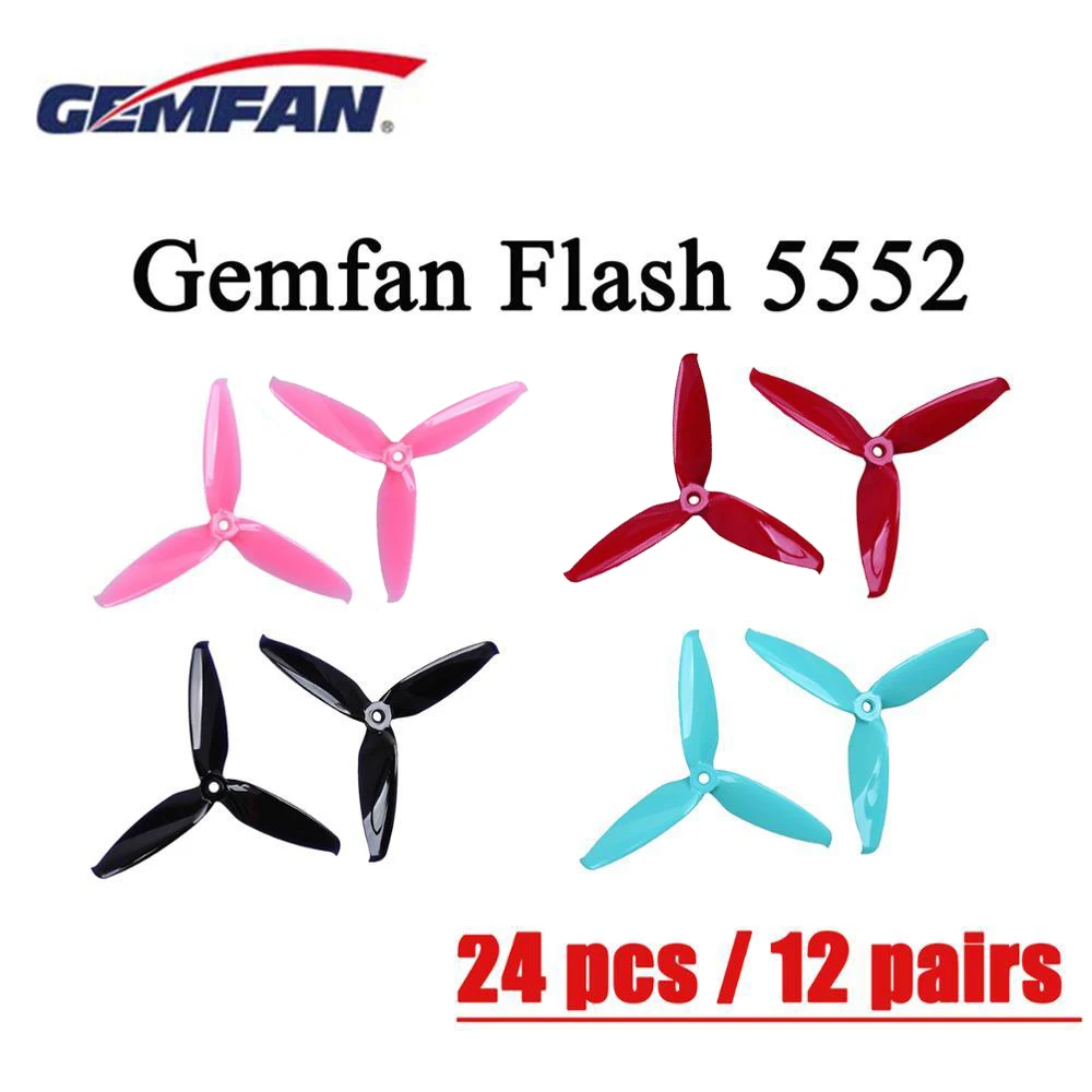 24 шт./12 пар Gemfan Flash 5552 3 Лопасти 5 дюймов PC Propeller CW CCW Prop совместимый с рамой гоночного