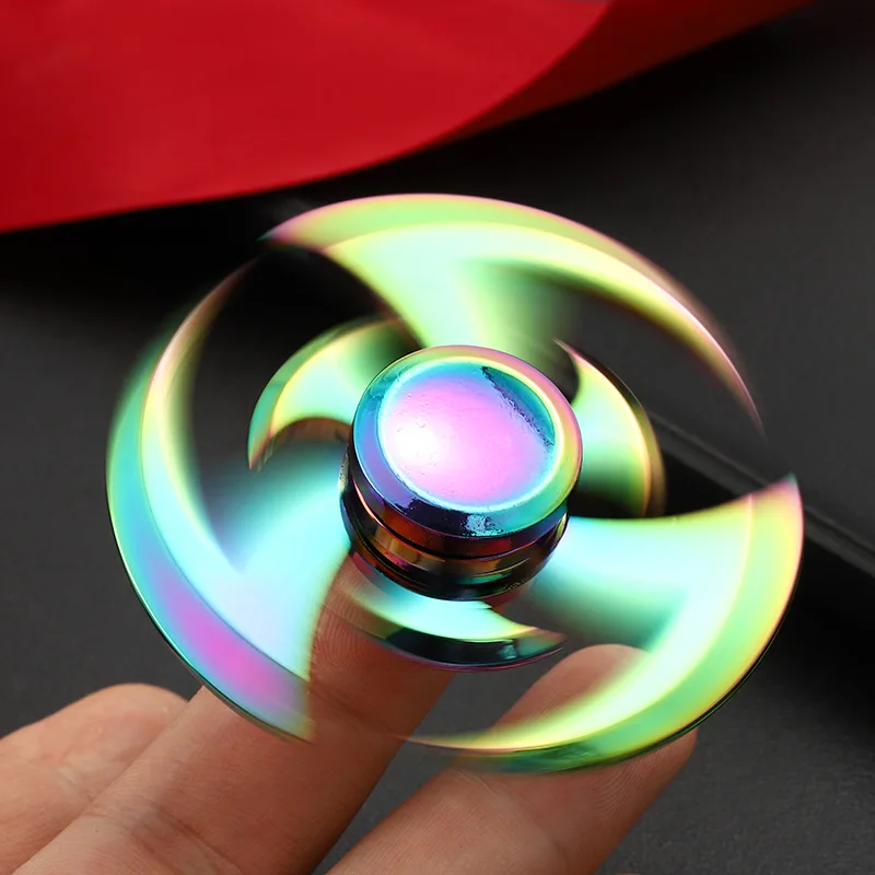 New Fidget Hand Spinner Zinc Alloy Metal Rainbow Spiner Anti Anxiety Toy of Spinners Focus Relieves 3