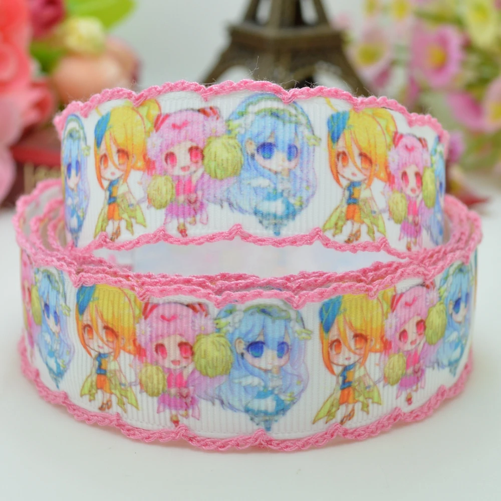 7/" 22 мм precure zerochan Pretty Cure вязаная кромка с принтом корсажная лента бант для волос ручная работа 50YD