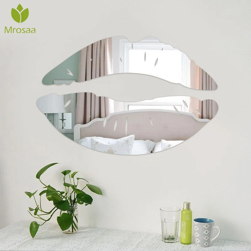 Новые 3D зеркальные наклейки на стену для макияжа с губами креативные