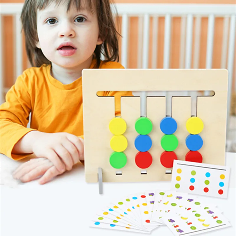 New Four-Color Fruit Logic Matching Game Props Montessori Wooden Double-sided Toys For Children Baby Kid Early Educational | Игрушки и