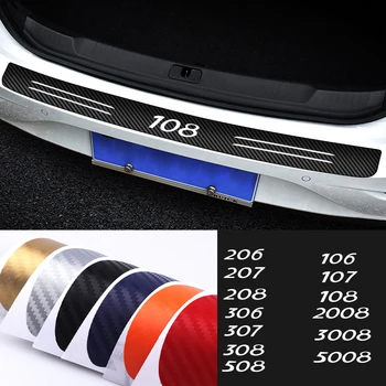 

Car Styling Emblem Carbon Fiber Trunk Rear Guard Bumper Plate Protector Sticker For Peugeot 206 207 208 306 508 2008 3008