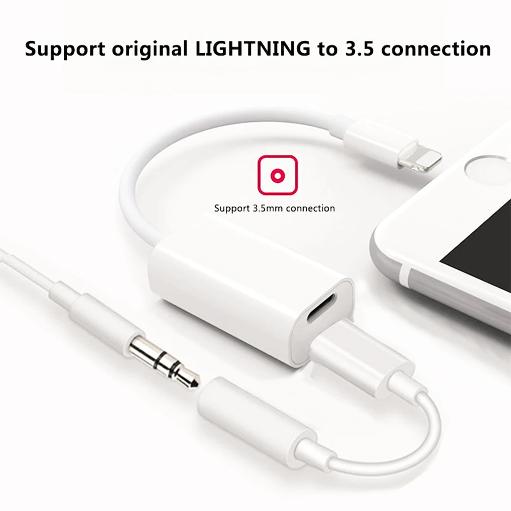 6-в-1 Dual аудиоадаптер с разъемом Lightning разветвитель полностью совместим с для iPhone 7/8/X/XS серии Наушники слушать музыку вызова и беспроводной зарядки