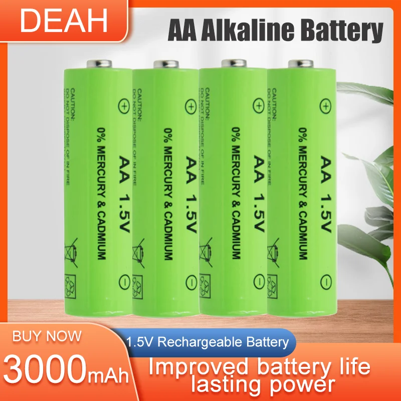 12PCS 1.5V 3000mAh AA Rechargeable Alkaline Batteries For Electric Toy