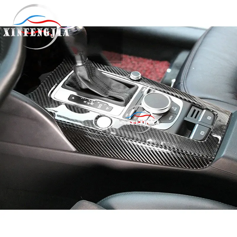 Для Audi A3 15-17 3 шт. панель из настоящего углеродного волокна центр переключения передач рамка Крышка отделка