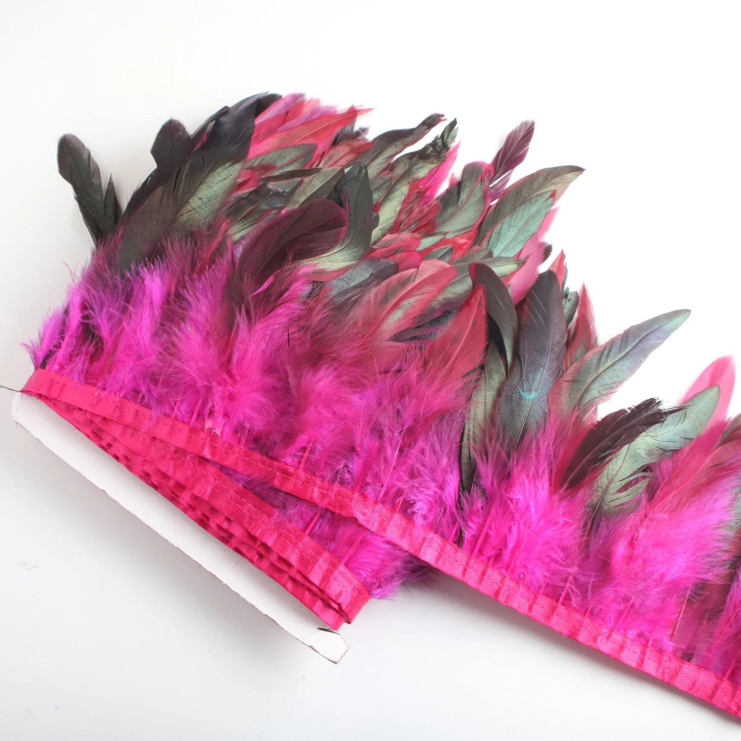 10 метров 13-18 см куриный петух хвост перья планки полосы для свадебной вечеринки одежды петух перо отделка - Цвет: Rose