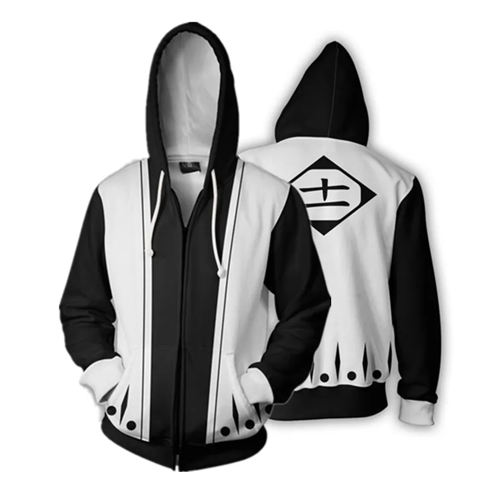 

3D Printed Boys Mens Hoodies Anime Bleach Kenpachi Zaraki Full Zip Cool Coat Jacket Unisex Jumper Sweatshirt Cosplay Costume
