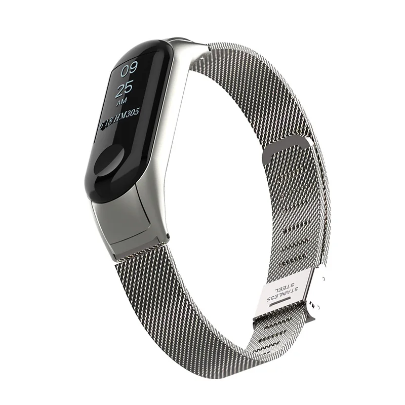 Ремешок для Miband 4/3 Xiaomi из нержавеющей стали металлический Серебряный наручный умный браслет часы Xiomi Xaiomi Xiami Xaomi Xaiomy браслет