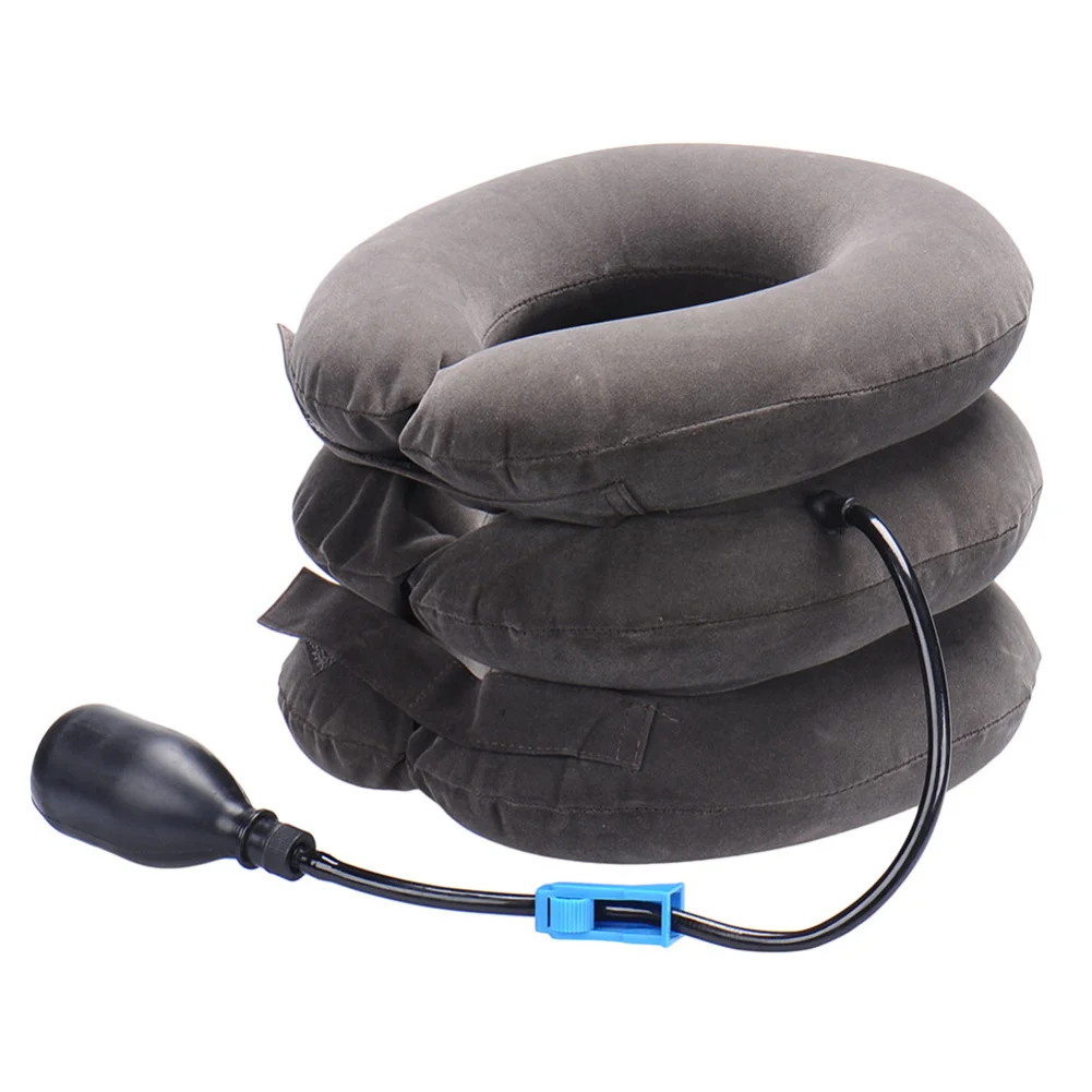 Cervical Neck Traction Device Inflatable Pillow Instant Relief Neck Protectors Home Office MSU99 - Цвет: Серый