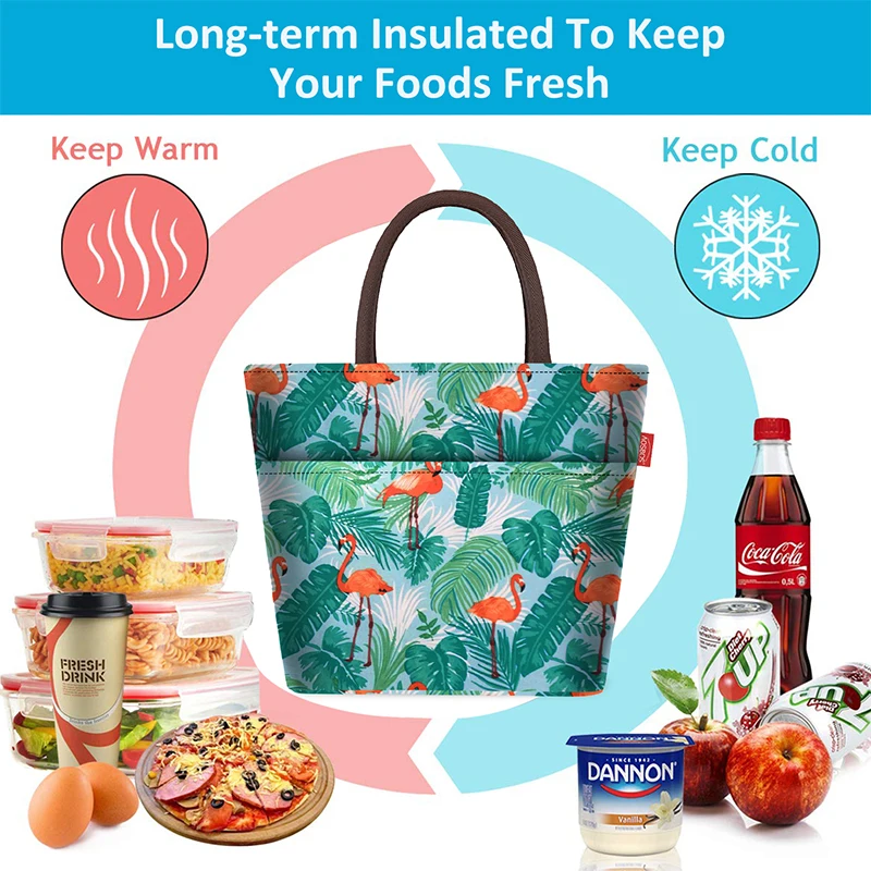 Aosbos Fashion Portable Insulated Canvas Lunch Bag Thermal Food Picnic Lunch Bags for Women kids Men Print Cooler Box Bag