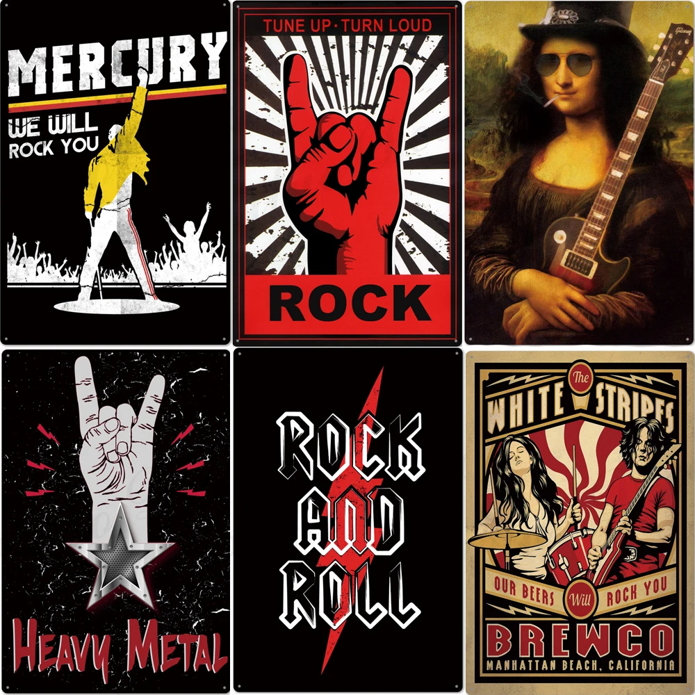

Металлическая вывеска Rock And Roll, Жестяная Табличка для дома, металлический винтажный постер в стиле рок, ретро, Настенный декор для бара, паба, клуба, мужской пещеры