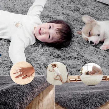 

Fluffy Area Rug Dining Room Sofa 200x100cm Warm Fluffy Rugs Mat Bedroom Multicolored Home Decoration Floor Hotel