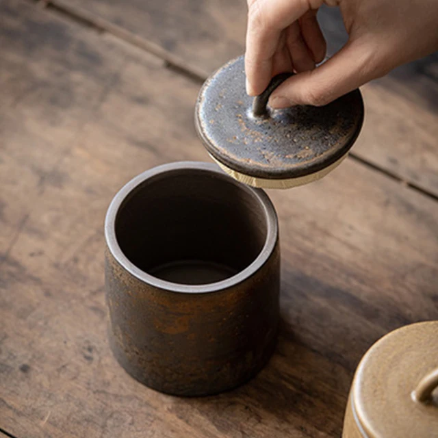 Retro Kőedény Teacsomagoló Doboz Háztartási Kínai Kerámia Lezárt Tároló Tartály Pu'Er Tea Oolong Raktár - Image 3