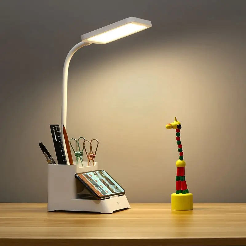 Flexible LED Rechargeable Touch Sensor Pen Container Table Lamp Foldable Dimming Desk Lamp For Home Reading Studying Working