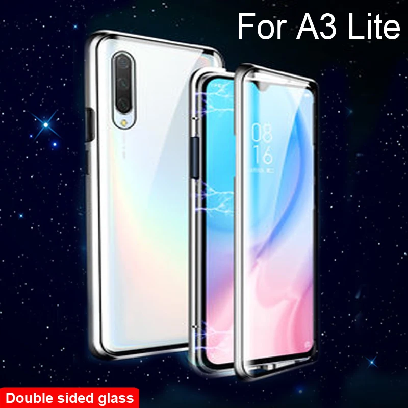 Магнитный адсорбционный чехол для Xiaomi Mi A3 Lite, металлическая рамка, двусторонняя стеклянная крышка для Xiaomi Mi A 3 Lite, защитный чехол для телефона