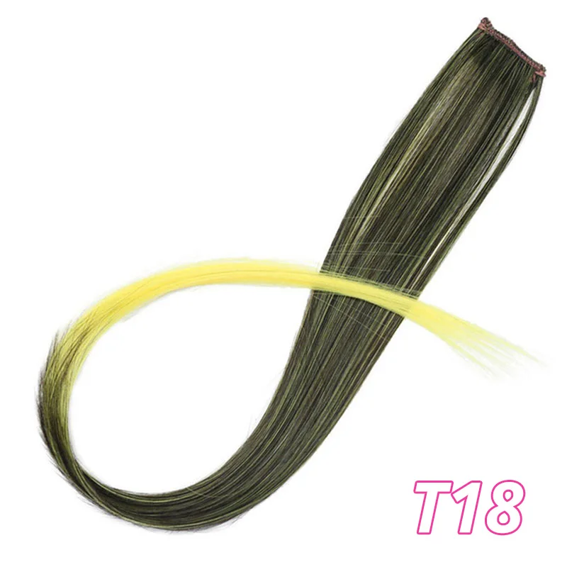 T18 AISI BEAUTY синтетический длинный одинарный зажим в одной части для наращивания волос 50 см розовый Радужный цвет прямые пряди для женщин девушек - Цвет: T18