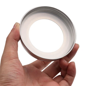 

8 Pcs Stainless Steel Jar Lids 86Mm Sealed Leak Proof Cover With Silicone Seals Resistant Storage Solid Caps Wide Mouth Lid