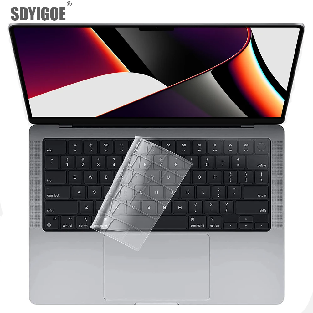 Pro puce avec Touch ID MasiBloom Protection de clavier en silicone pour MacBook Pro 2021 14 modèle A2442 et 16,2 modèle A2485 M1 Max arabe 