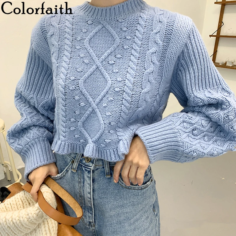 Женский вязаный свитер Colorfaith повседневный однотонный пуловер свободного кроя с