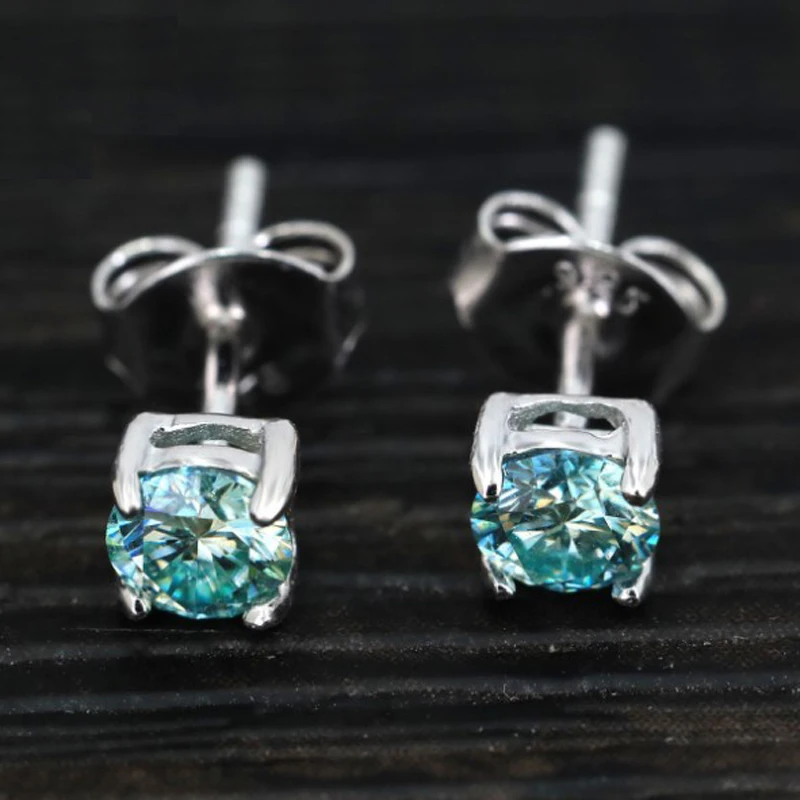 COSYA 100% 925 Sterling Silver Real 1 Carat Aquamarine Moissanite Stue Earrings For Women Sparkling Wedding Party Fine Jewelry