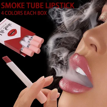 

Cigarette Lipstick Set 4 Colors HANDAIYAN Make Up Lasting Waterproof Matte Velvet Fog Non-stick Cup Cosmetic Make Up TSLM1