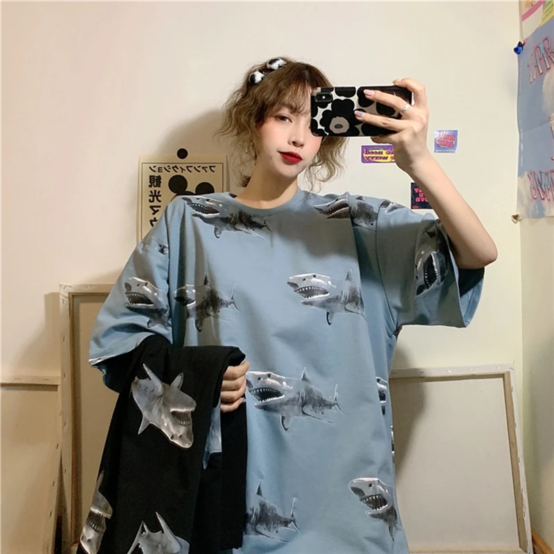 New Top short-sleeved women's tshirt loose was thin oversized half-sleeved clothes tide Korean Harajuku t shirt hip hop brandy