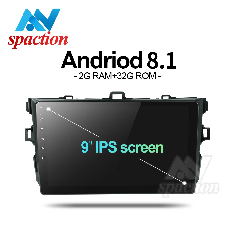 Автомагнитола Anspaction с gps android 8 1 dvd для Toyota corolla E140 E150 2007 2008 2009 2010 2011 2013 | Автомобили и