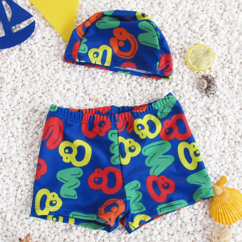 BOY'S Big Kid Small Children Parent And Child Swimsuit Children AussieBum Swimming Cap Boy Large Size photo