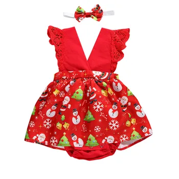 

baby girl autumn clothes baby girl romper dress For Girl Xmas outfis Clothing Christmas Newborn Infant Rompers With Headband