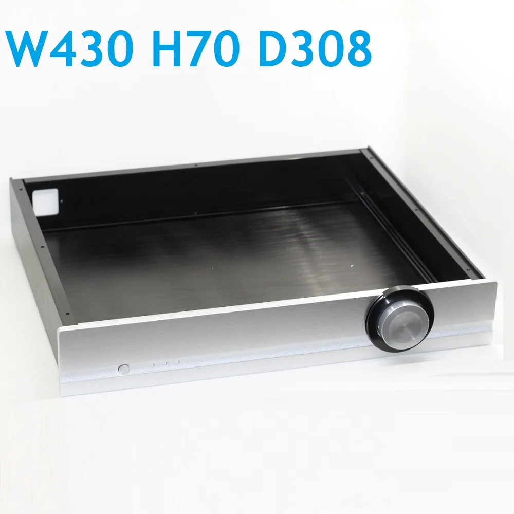 

W430 H70 D308 Aluminum Power Amplifier Chassis Pass Panel Big Knob DIY Preamplifier Case Preamp Hi End DAC Decoder Box Earphone