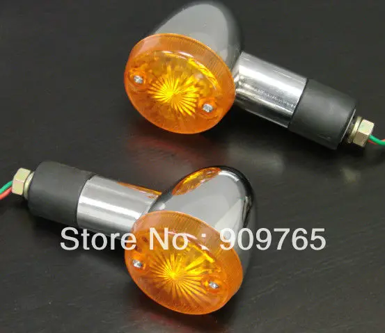 

Chrome Amber Turn Signal Lights For Harley Softail Dyna Road King XL Fat Boy Honda Shadow VT VTX VTX1300 CB VF Suzuki Yamaha VL