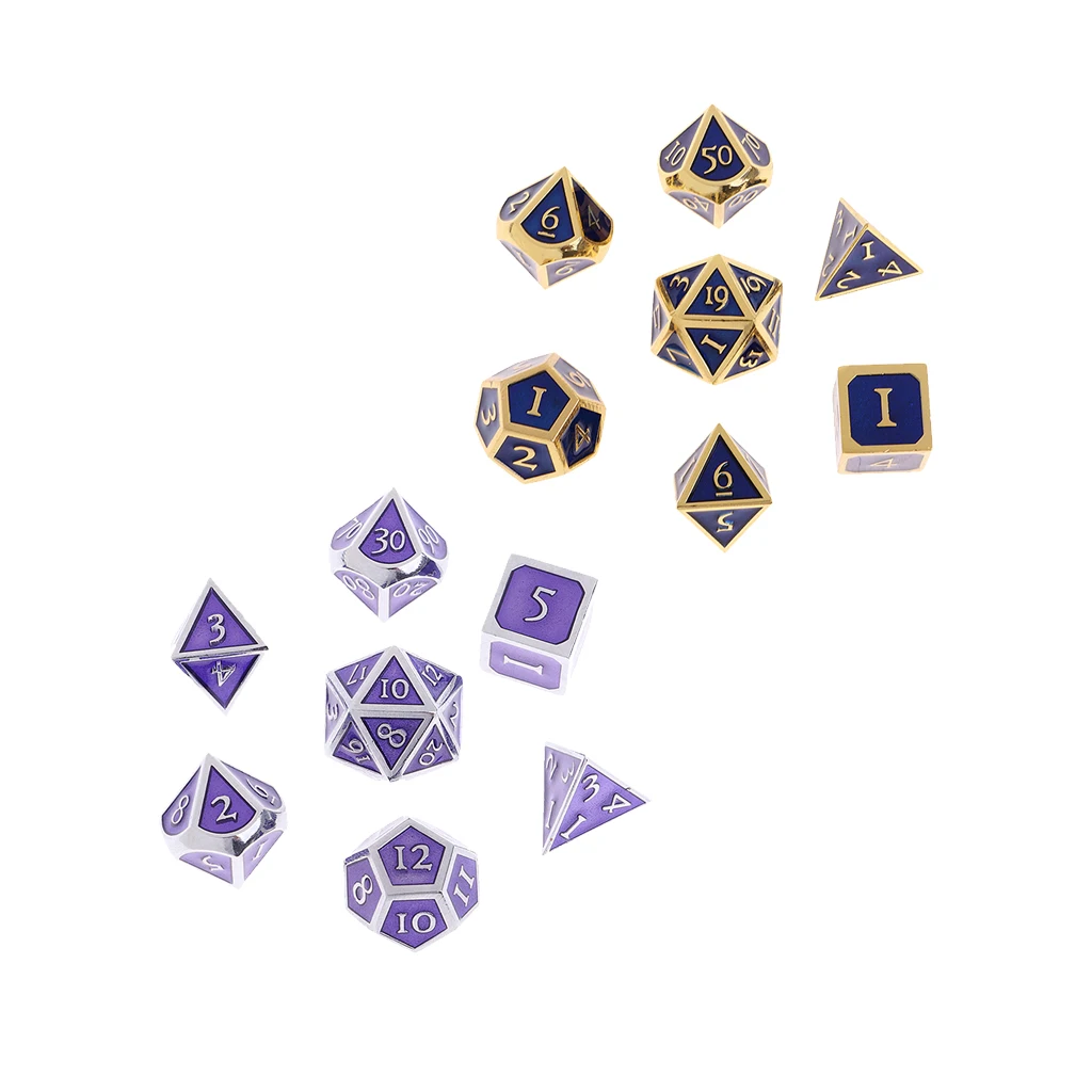 14x цинковый сплав многогранные игральные кости RPG D4 D6 D8 D10 D12 D20 для DND MTG
