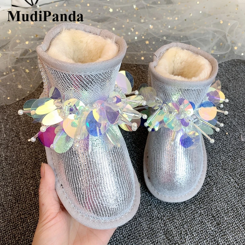 Детские зимние ботинки MudiPanda для девочек новинка 2021 зимняя теплая нескользящая