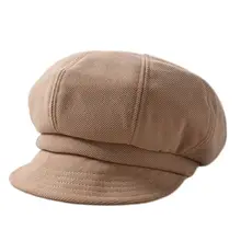 Женские осенние берет в стиле винтаж кепки с коротким козырьком таксистка газетчик восьмиугольная шляпа D08E