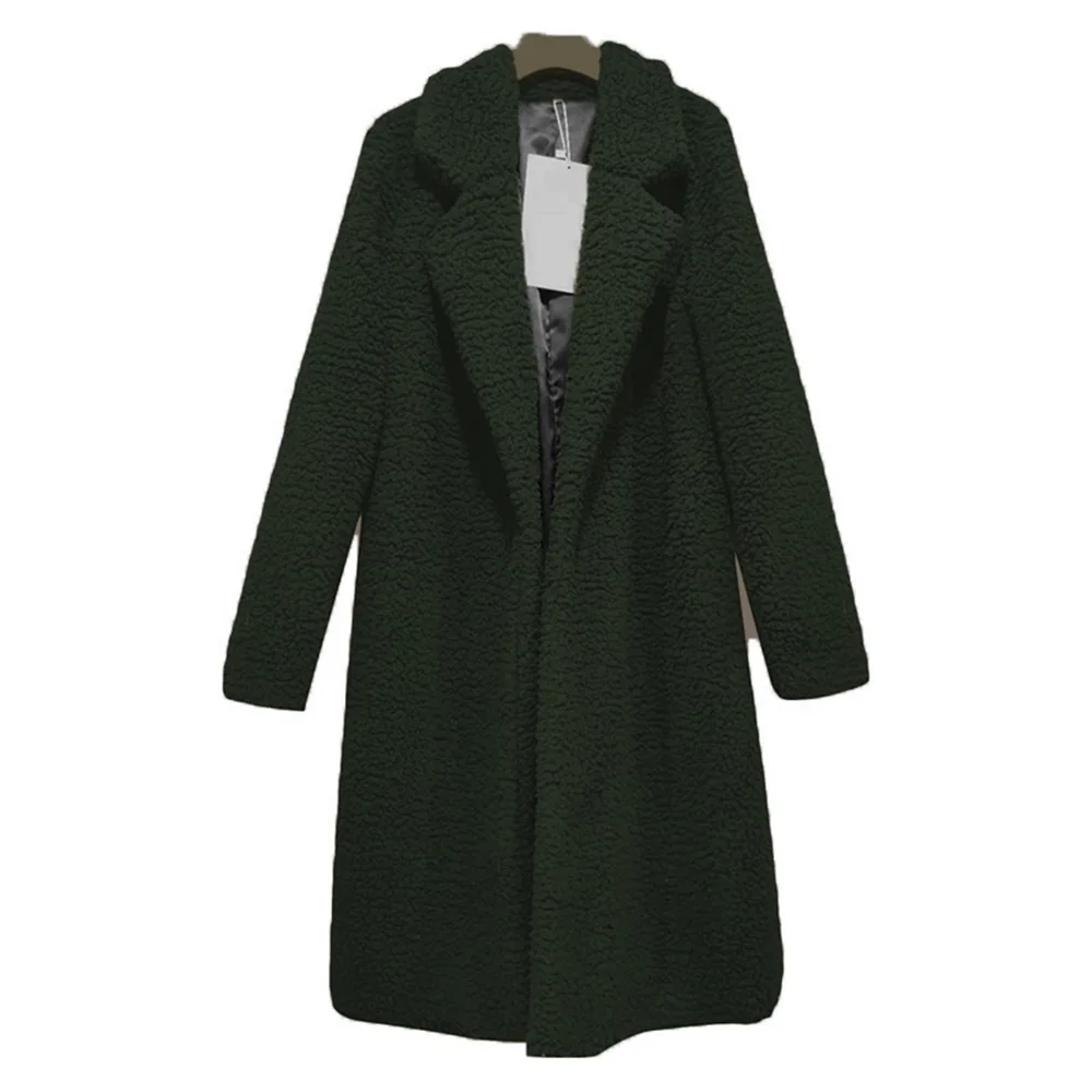 New ladies warm jacket retro lamb fur collar long sleeve thick coat autumn winter street ladies long plush warm cardigan coats