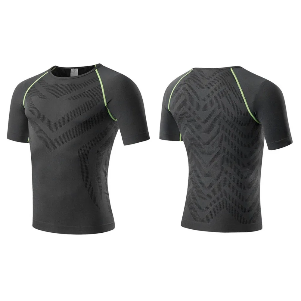 Men Gym T-Shirt Breathable Quick Drying Short Sleeve Bodybuilding Sport Training Basketball Tight Shirt Tops