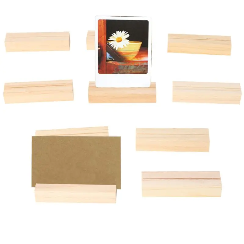 

10pcs Natural Wood Numbers Photo Display Stand Business Card Holder Message Name Memo Clips Desk Organizer
