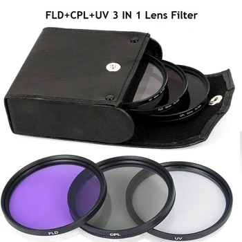 

New 52MM-77MM UV Lens +CPL Lens+FLD Lens 3 in 1 Lens Filter Set with Bag for Cannon Nikon Sony Pentax Camera Lens photography