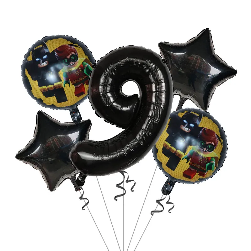 9 5 шт./партия, воздушные шары Супермена, Бэтмена, фольги, черные, 30 дюймов, номер 1, 2, 3, 4, 5, 6, 7, 8, 9 лет, Globos для мальчиков, украшение на день рождения - Цвет: 9