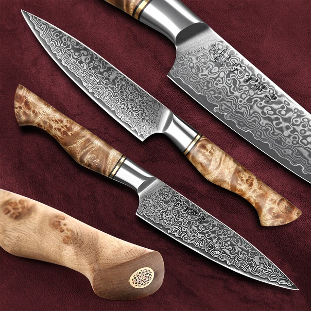 Hezh En 2Pc Konyhai Késkészlet Séf Uitility Magas Széntartalmú Rozsdamentes Acél Vg Damaszkusz Super Steel 10 Szeletelő Kés - Image 3