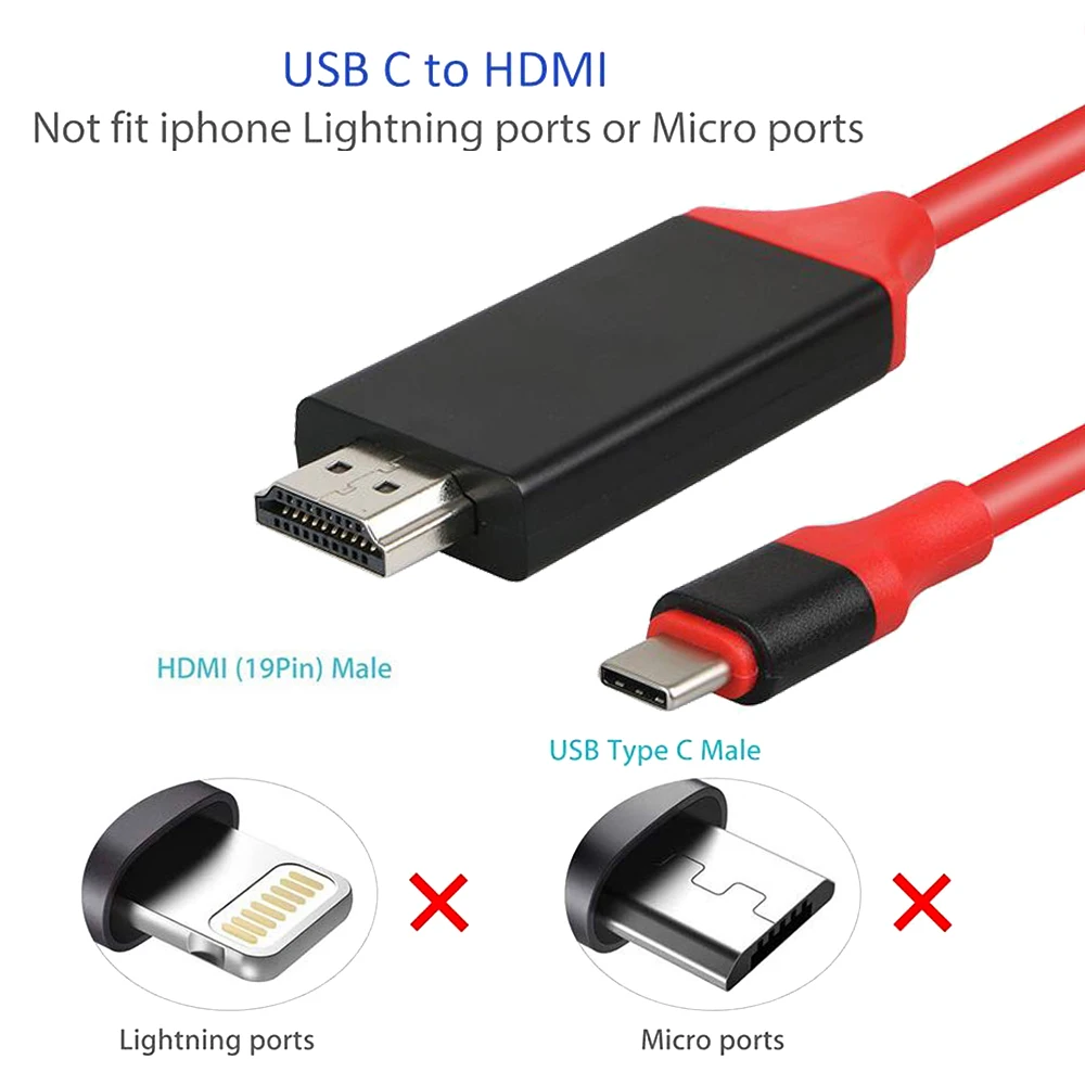 Кабель USB C к HDMI type C к HDMI 4K Кабель-адаптер для MacBook samsung Galaxy tv проектор USB 3,1 type C к HDMI кабель