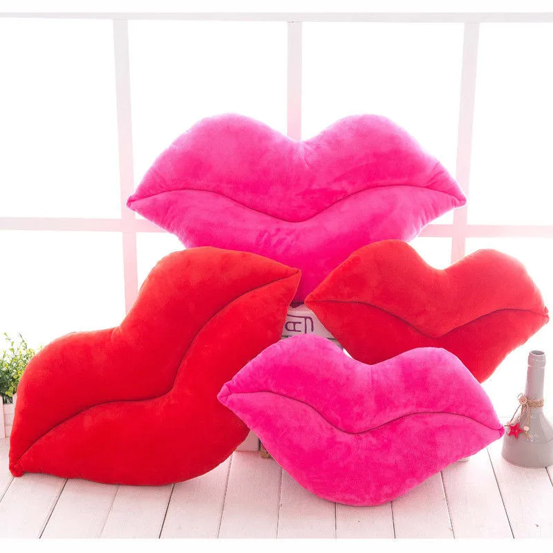 

Soft Cushion Lip Shaped Plush Toy Throw Pillow DIY Sexy Car Bed Chair Pink / Red 30cm Kiss Decor Cushion Valentines Day Gifts