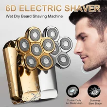 6D Electric Shaver Rechargeable Digital Display Hair Beard Trimmer Razor 6 Floating Head Wet Dry Beard Shaving Machine