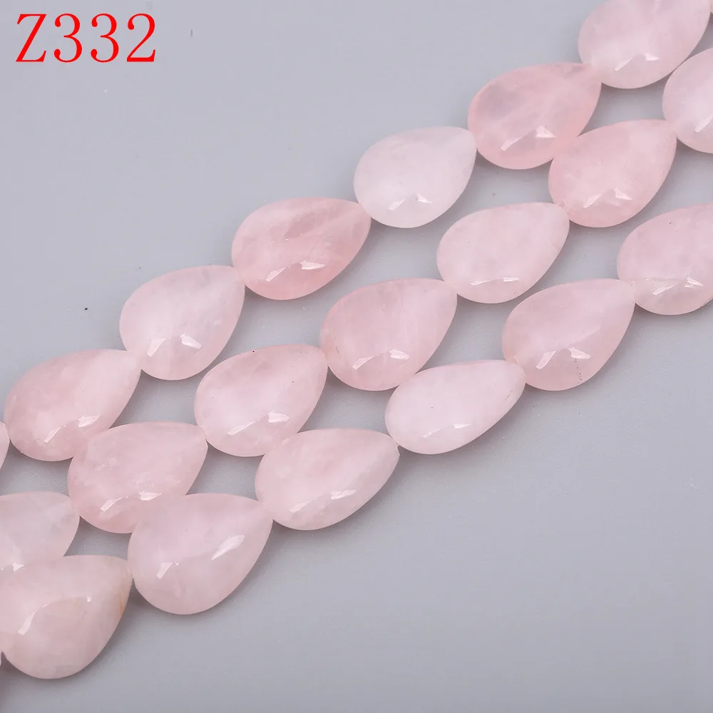Rose Quartz Yumten Груша Форма Бусины с тигровым глазом 13 мм* 18 шарики Подвеска из розового золота Малахит Аквамарин Аметист DIY ювелирные изделия ожерелье из бисера натуральные камни бисер для бисероплетения - Цвет: Rose Quartz