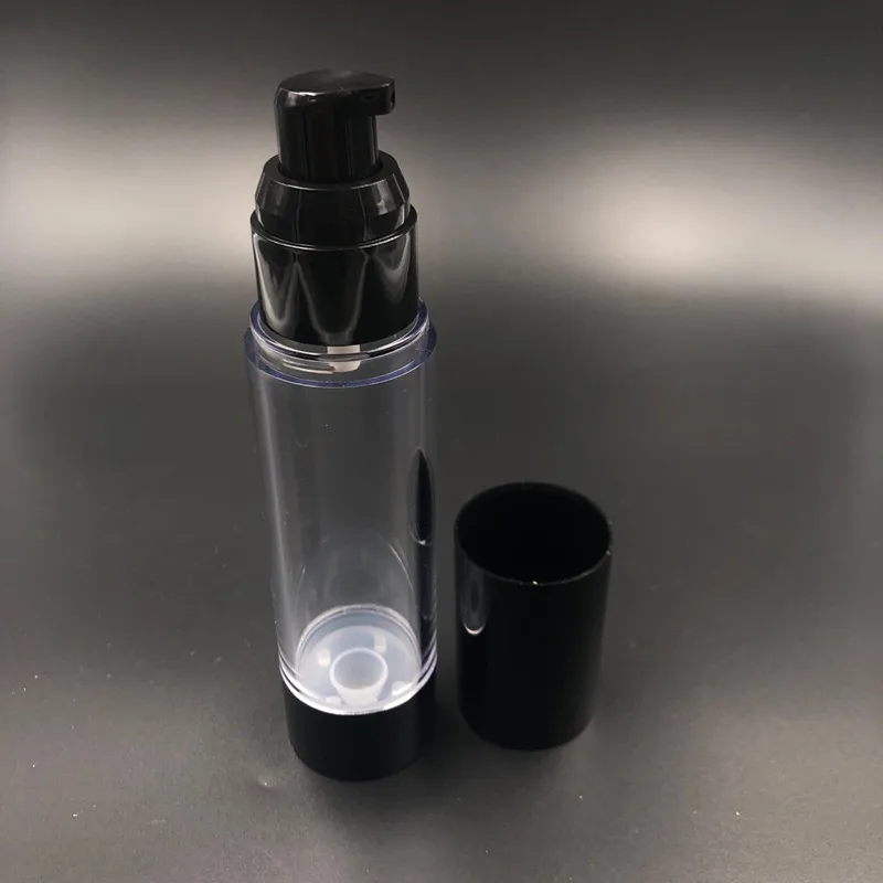 500 шт 15 мл классический черный вакуумный безвоздушный насос бутылка Косметическая эссенция масло лосьон упаковка многоразовая бутылка