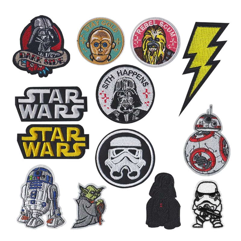 

DIY Star Wars Patch Hook Loop Embroidered Patches For Clothing Iron on Patches On Clothes Tactical Patch Military Badges Stripes