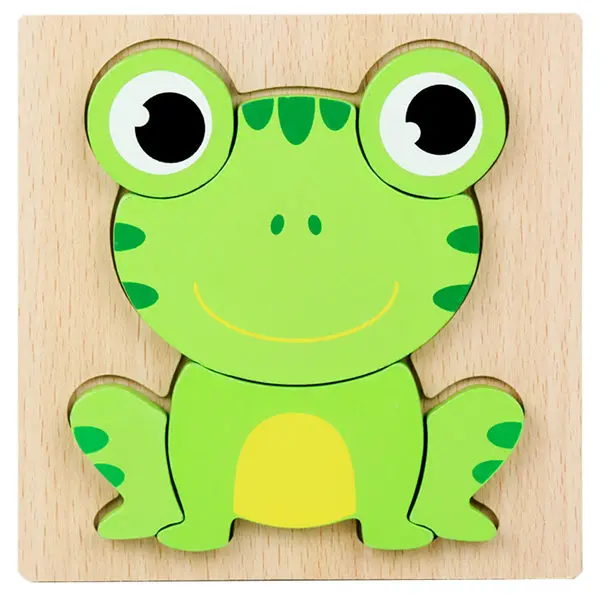 3D головоломки картонные животные деревянные игрушки-паззлы для детей развивающий подарок головоломки детские дошкольные учебные принадлежности дропшиппинг - Цвет: Frog