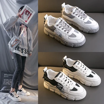 

2020 Spring Women Casual Shoes female Sneakers Fashion Breathable PU Leather Platform lady White Shoes mesh light Soft Footwears